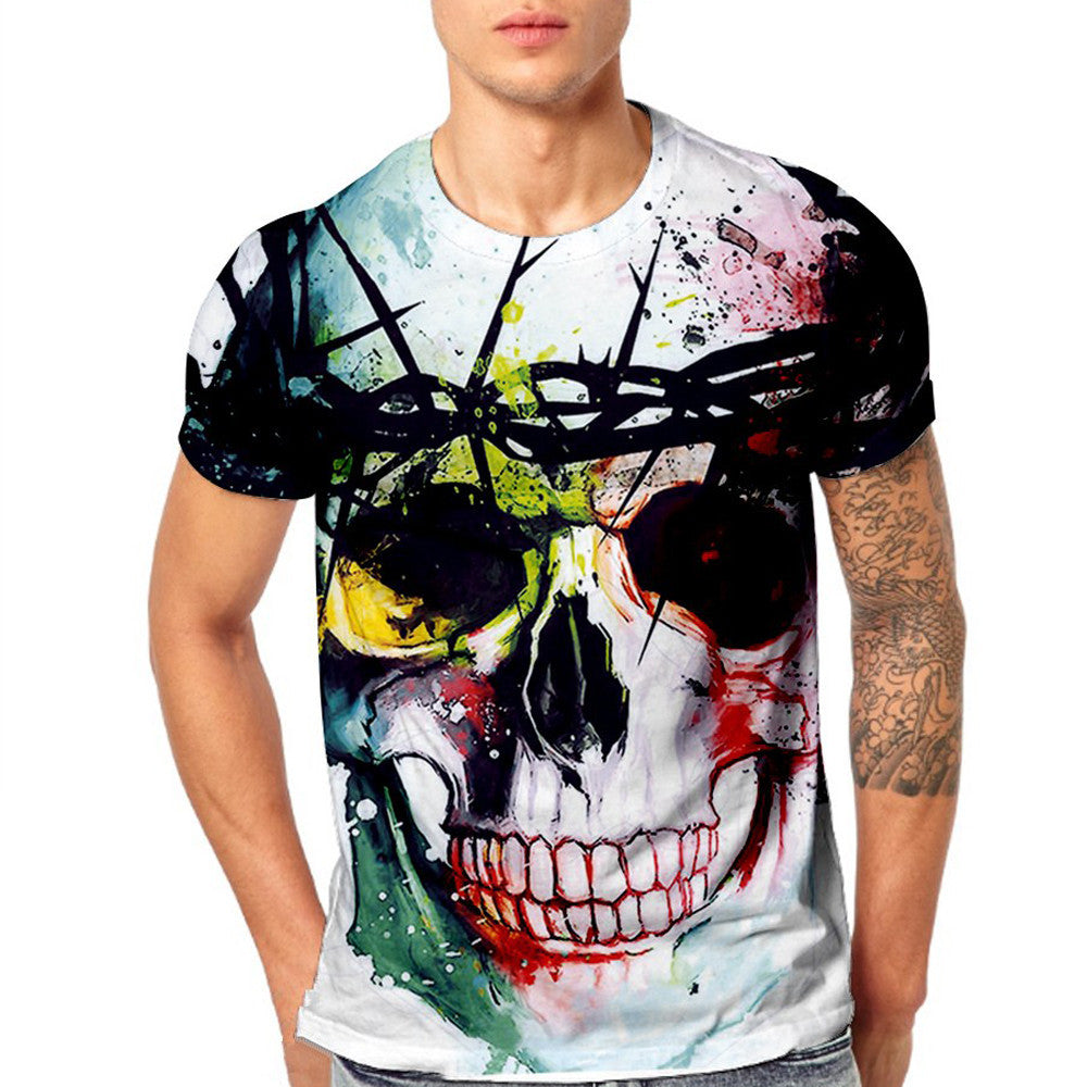 Mens Skull 3D Printing Tees Shirt Short Sleeve T-Shirt Blouse Tops