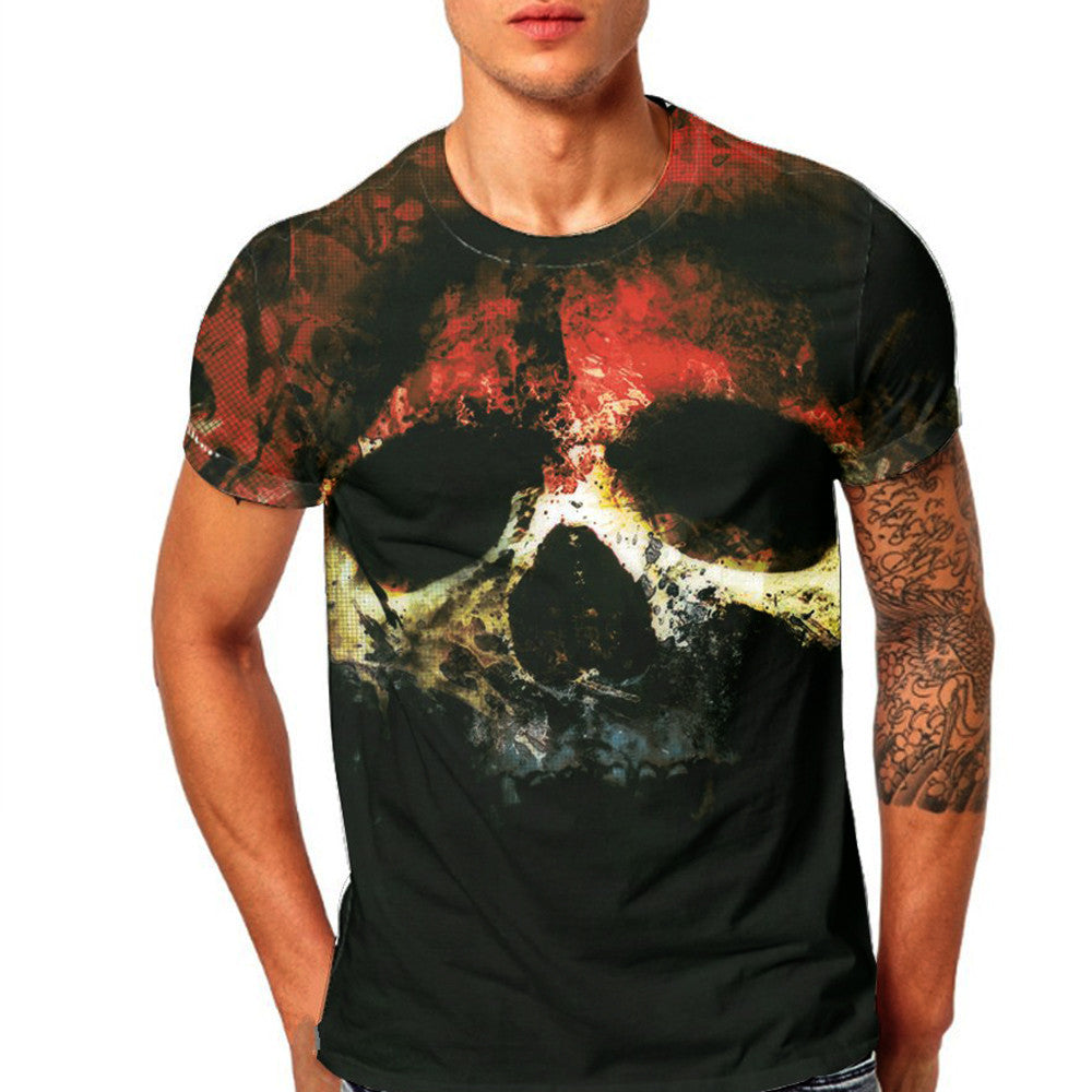 Mens Skull 3D Printing Tees Shirt Short Sleeve T-Shirt Blouse Tops