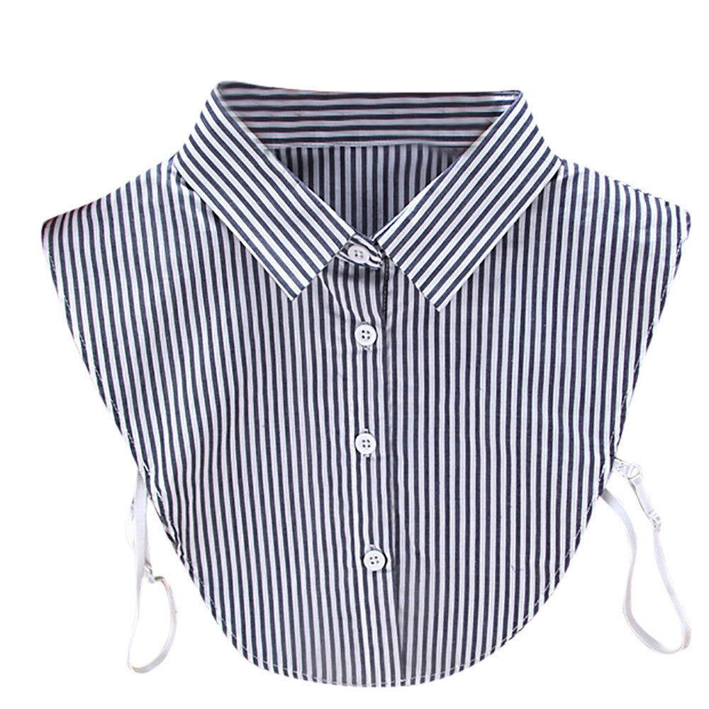 Women New Stripe Blouse False Collar Clothes Shirt Detachable Collars