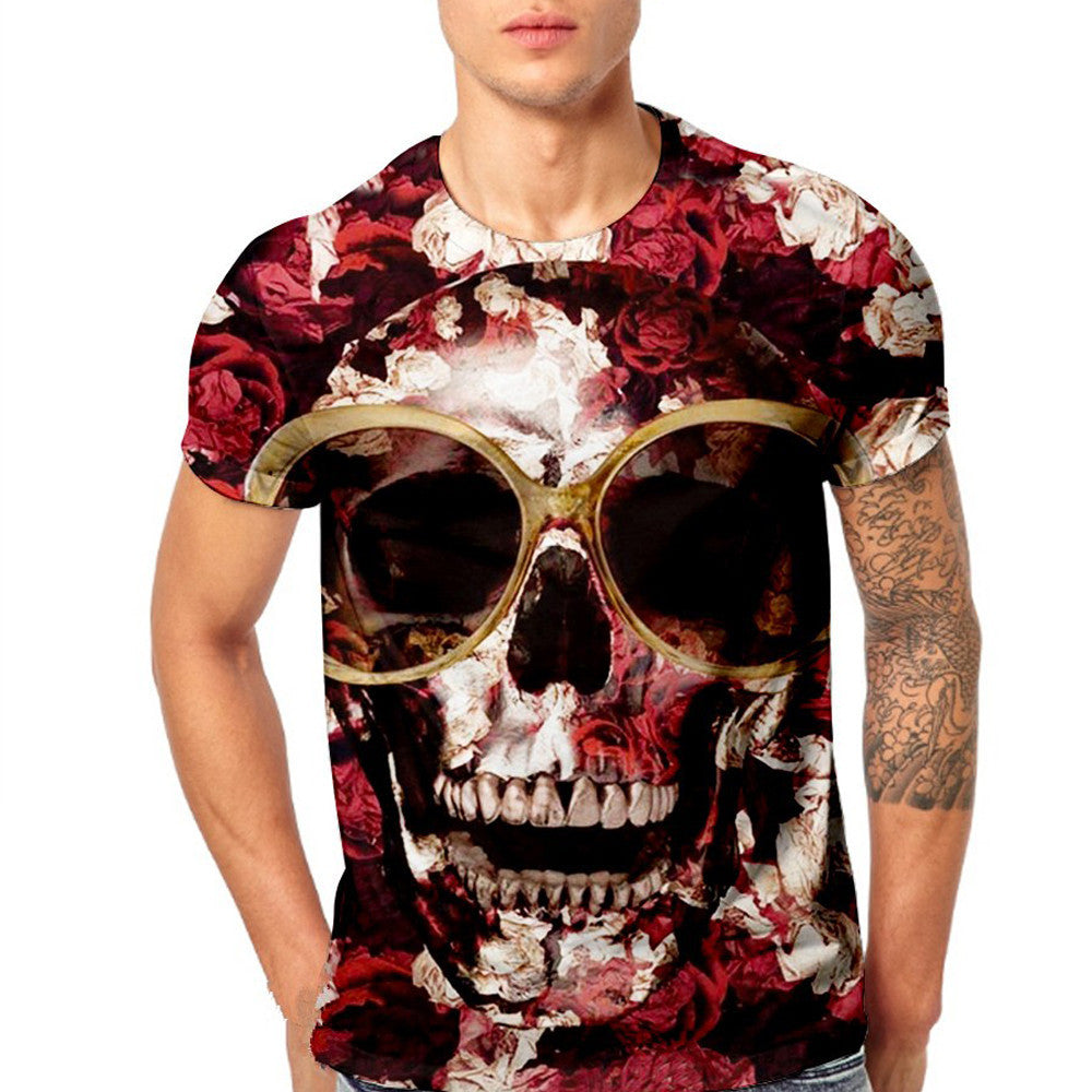 Mens Skull 3D Printing Tees Shirt Short Sleeve T-Shirt Blouse Tops