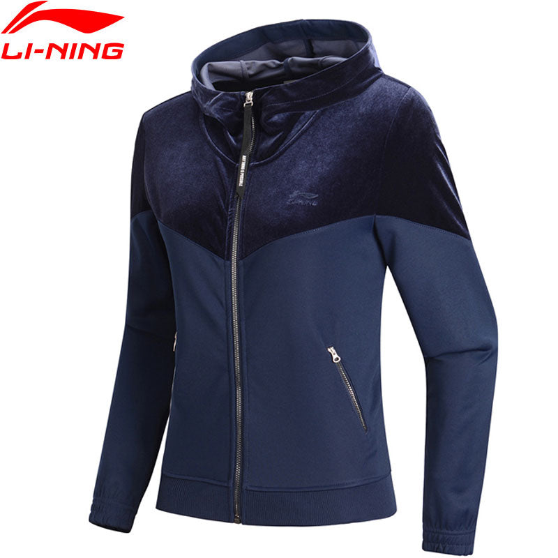 Li-Ning Women The Trend Hoodie Sweaters Zip Regular Fit Velvet Patchwork Comfort Jacket LiNing Sports Hoodies AWDN836 WWJ938