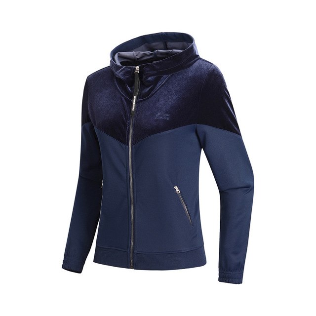 Li-Ning Women The Trend Hoodie Sweaters Zip Regular Fit Velvet Patchwork Comfort Jacket LiNing Sports Hoodies AWDN836 WWJ938